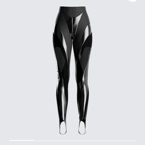 Finesse Studios Trinity Black Sheer Spiral Legging mesh leather small